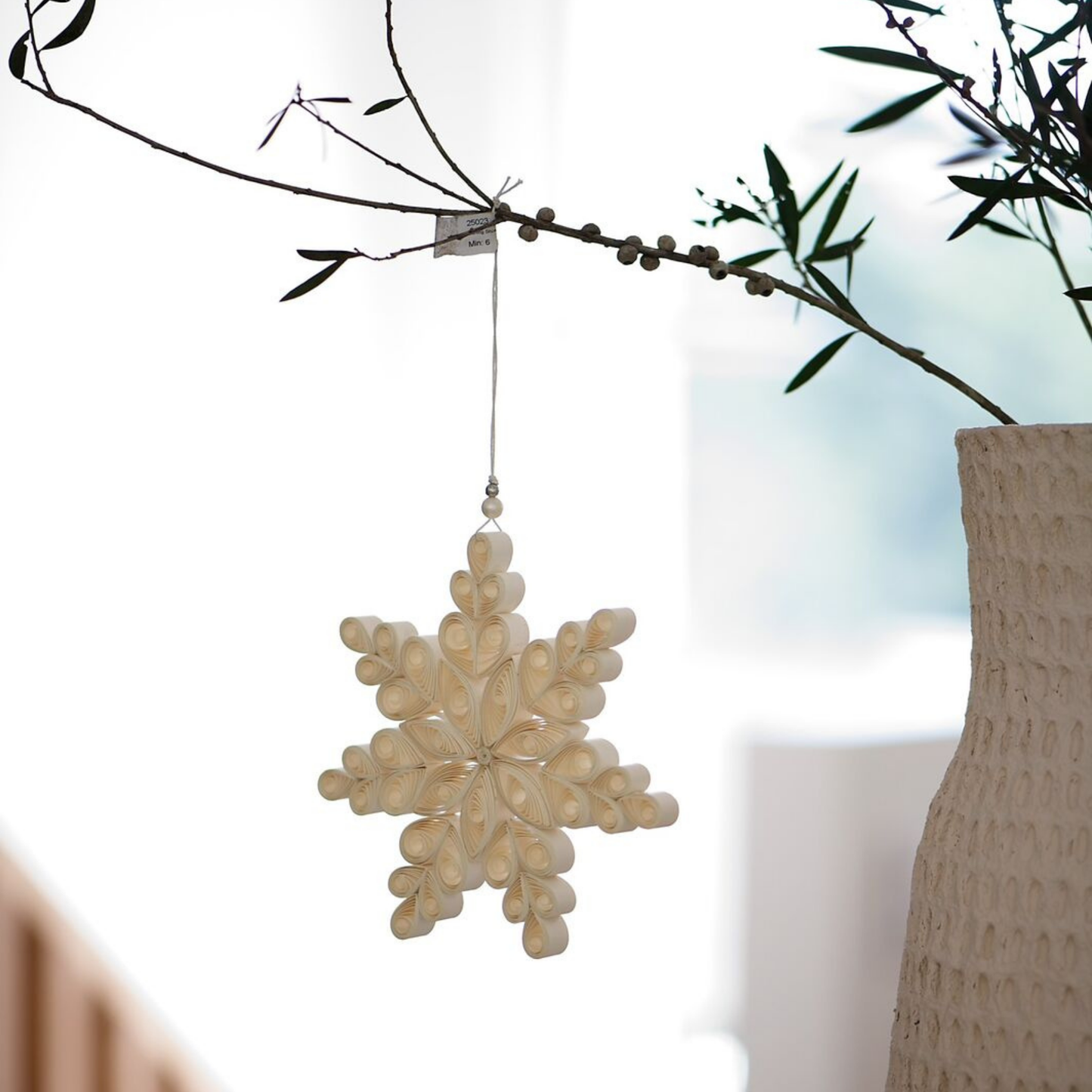 Quilling Snowflake Paper Ornament Off-White 15cm
