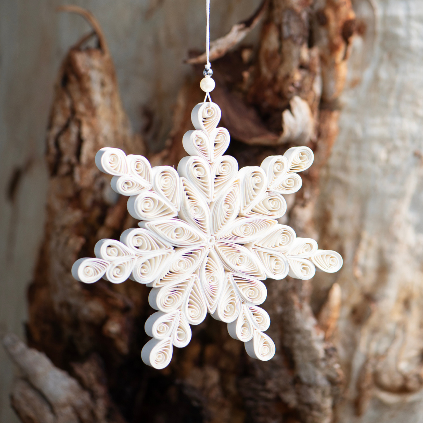 Quilling Snowflake Paper Ornament Off-White 15cm