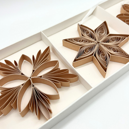 Quilling Star Trio - Flaxseed H10cm 3 Piece