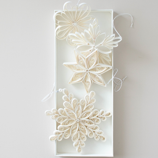 Quilling Star Trio - Off-White H10cm 3 Piece