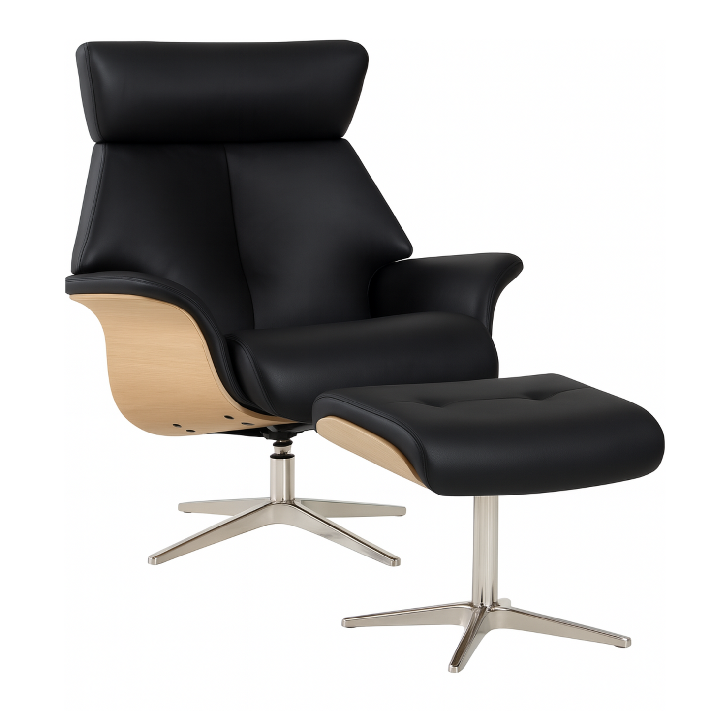 Space 57.57 Recliner Chair Full Timber Arm with Ottoman by IMG