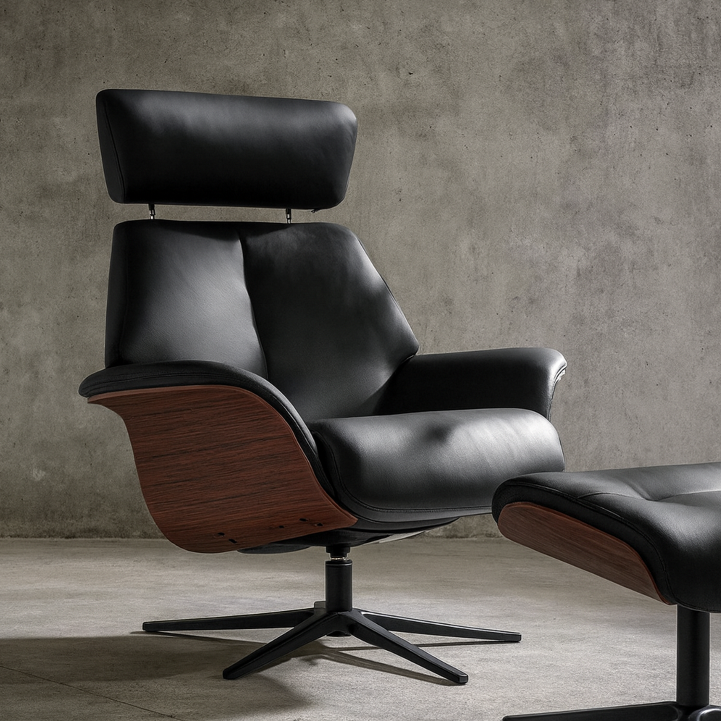 Space 57.57 Recliner Chair Full Timber Arm with Ottoman by IMG