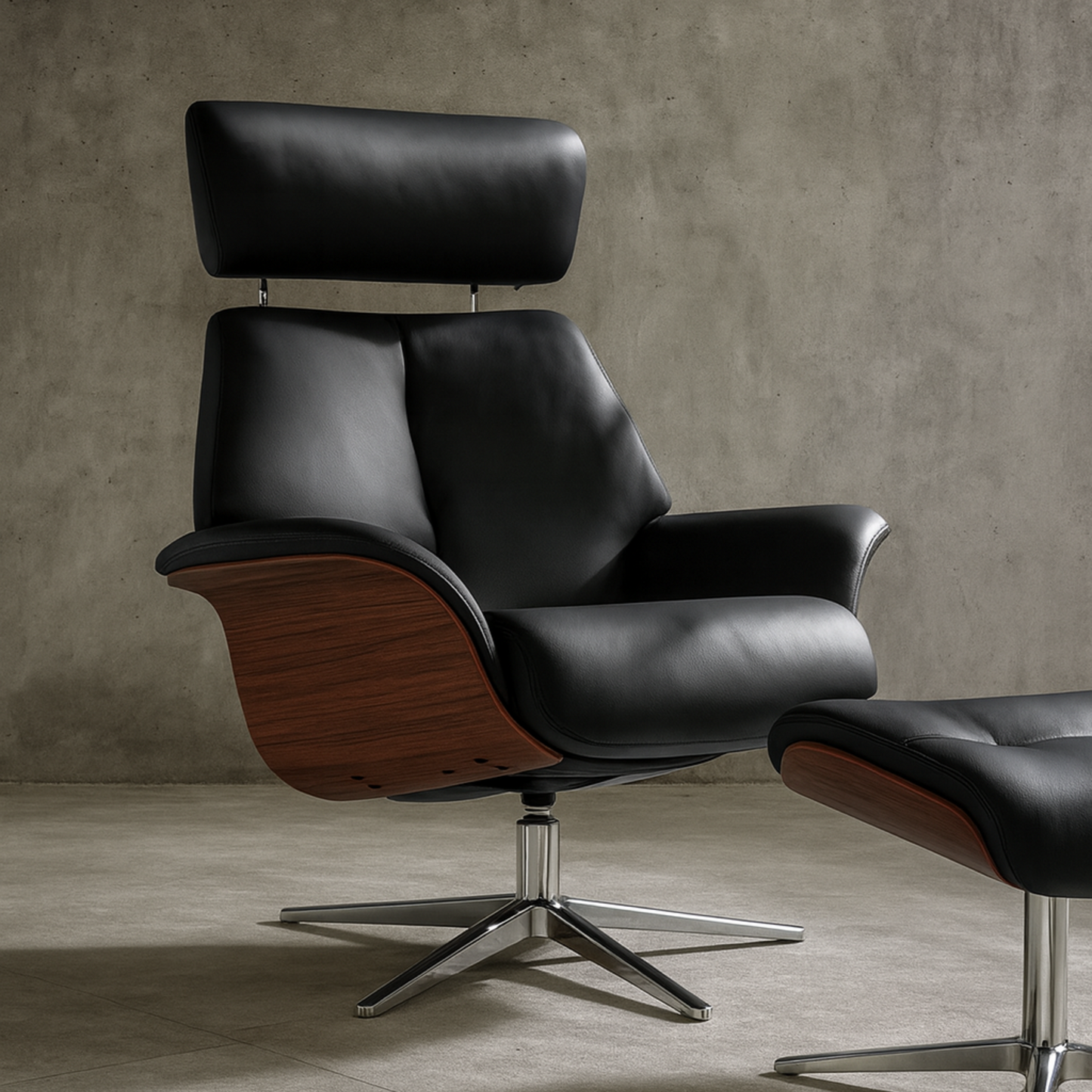 Space 57.57 Recliner Chair Full Timber Arm with Ottoman by IMG