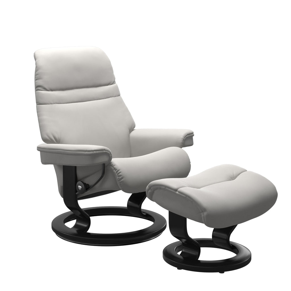 Sunrise Large Recliner Chair & Stool Classic Base by Stressless