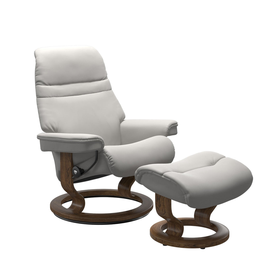 Sunrise Medium Recliner Chair & Stool Classic Base by Stressless