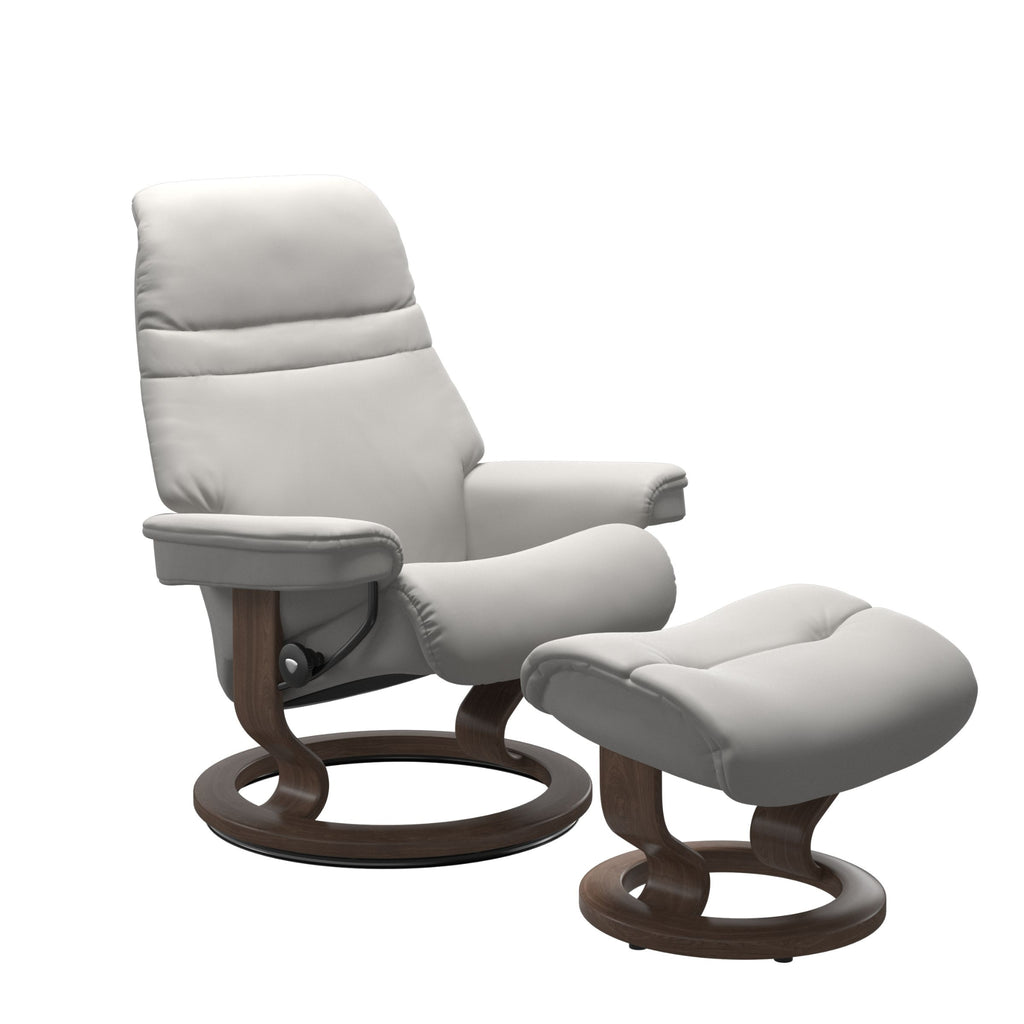 Sunrise Large Recliner Chair & Stool Classic Base by Stressless
