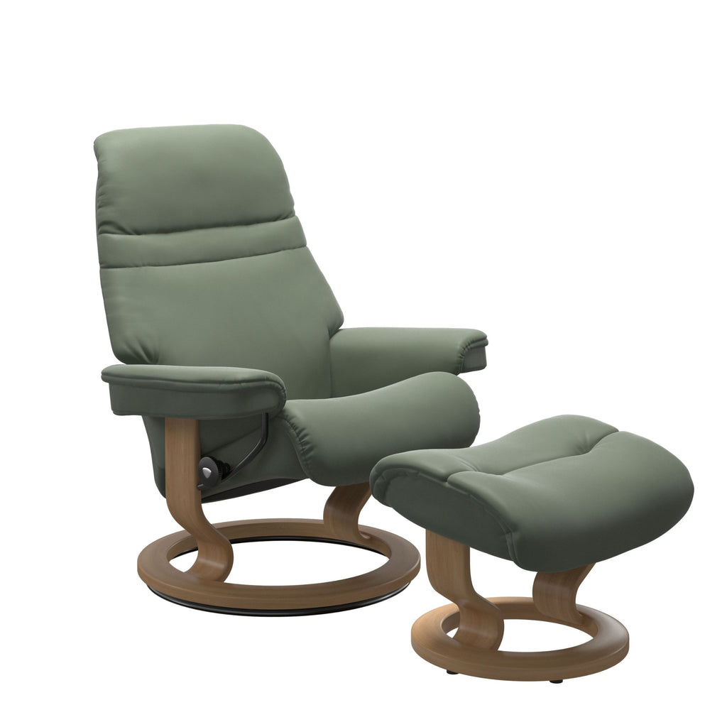 Sunrise Large Recliner Chair & Stool Classic Base by Stressless