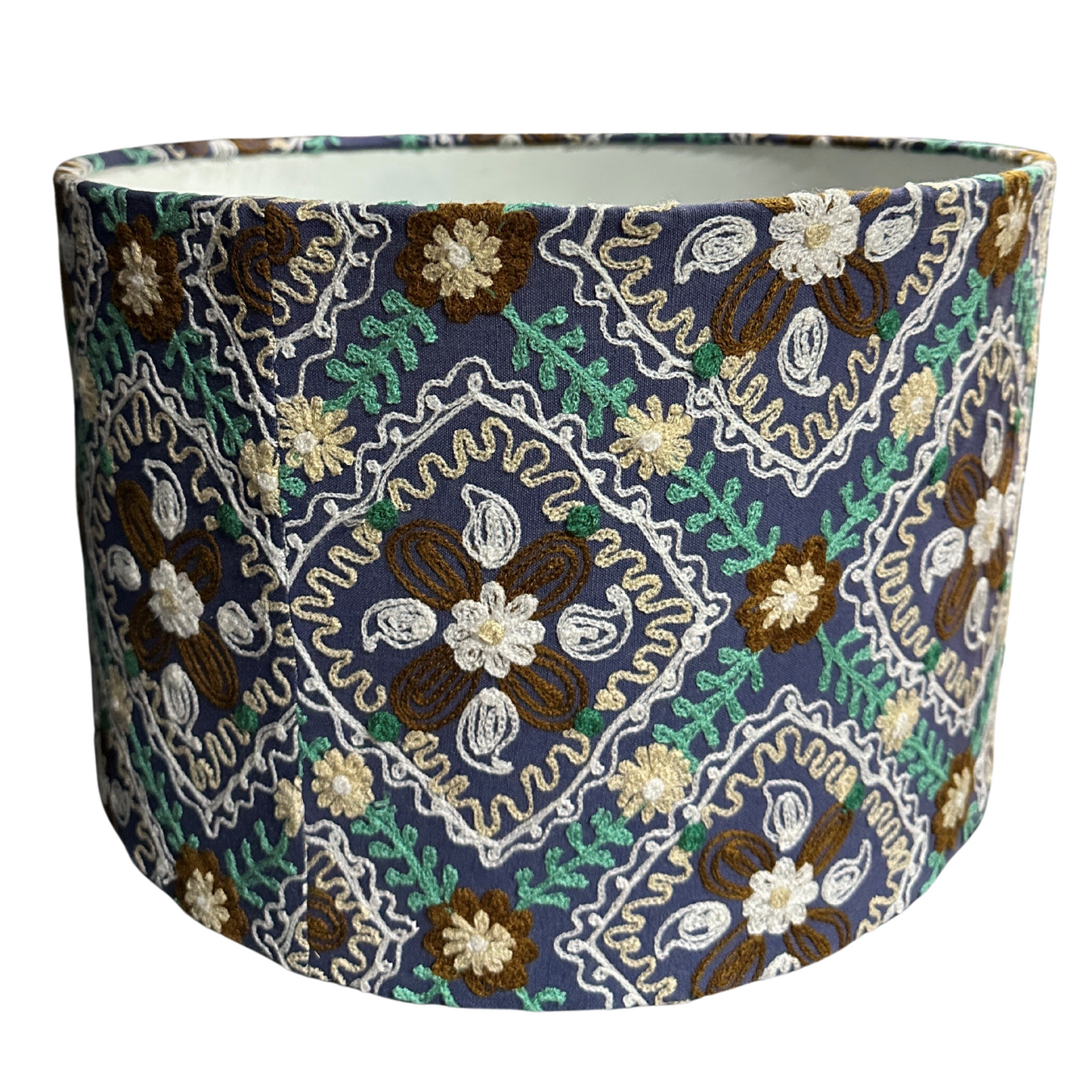 Suzani - Blue and Chocolate Drum Shade