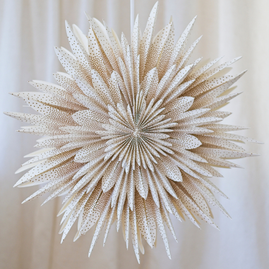 Wall and Window Paper Snowflake White with Gold Dots D65cm