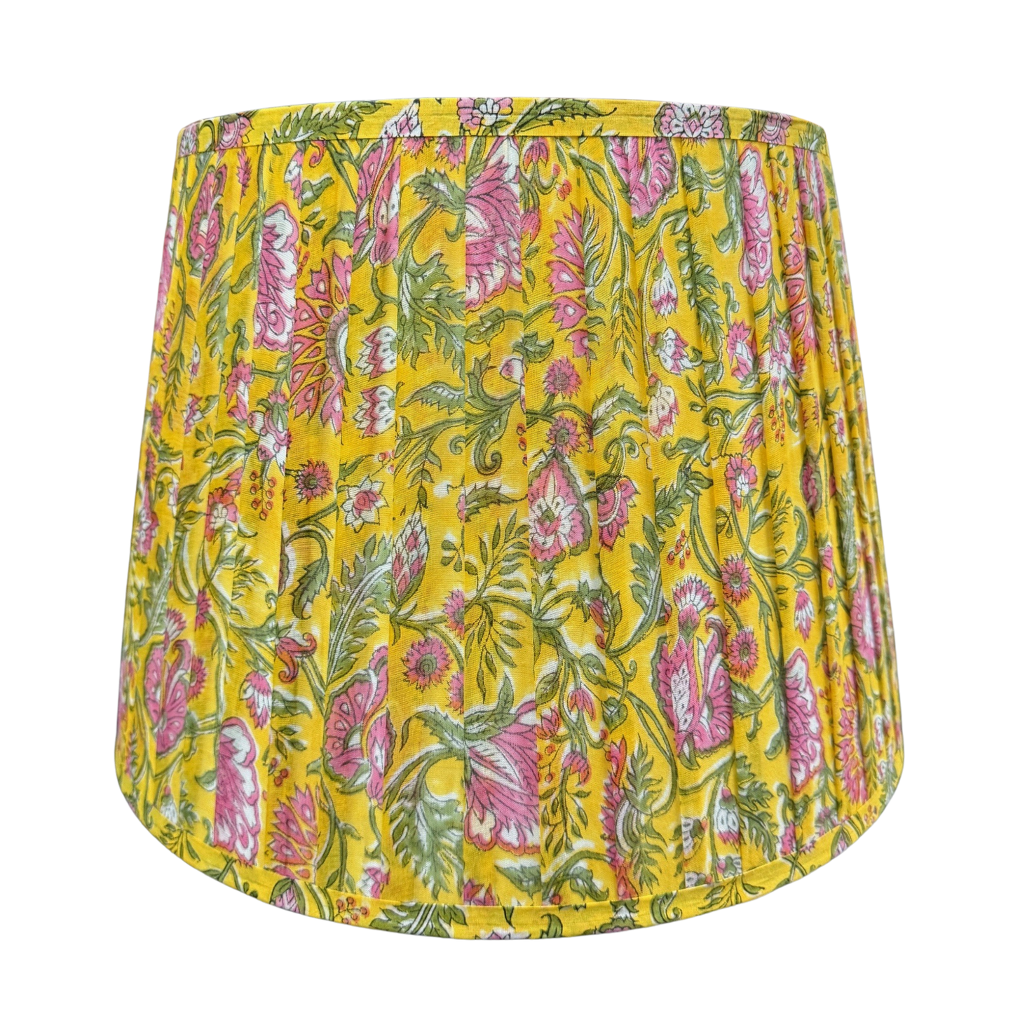 Yellow Floral Pleated Tapered Lampshade