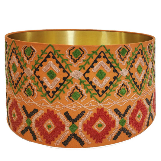 Tribal Diamonds - Orange Multi Drum Shade