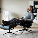 London Adjustable Head Rest Recliner Chair & Stool with Star Base by Stressless
