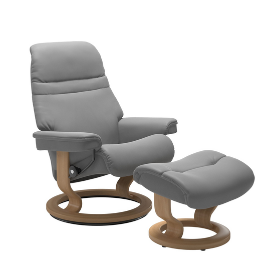Sunrise Large Recliner Chair & Stool Classic Base by Stressless