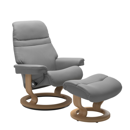 Sunrise Medium Recliner Chair & Stool Classic Base by Stressless