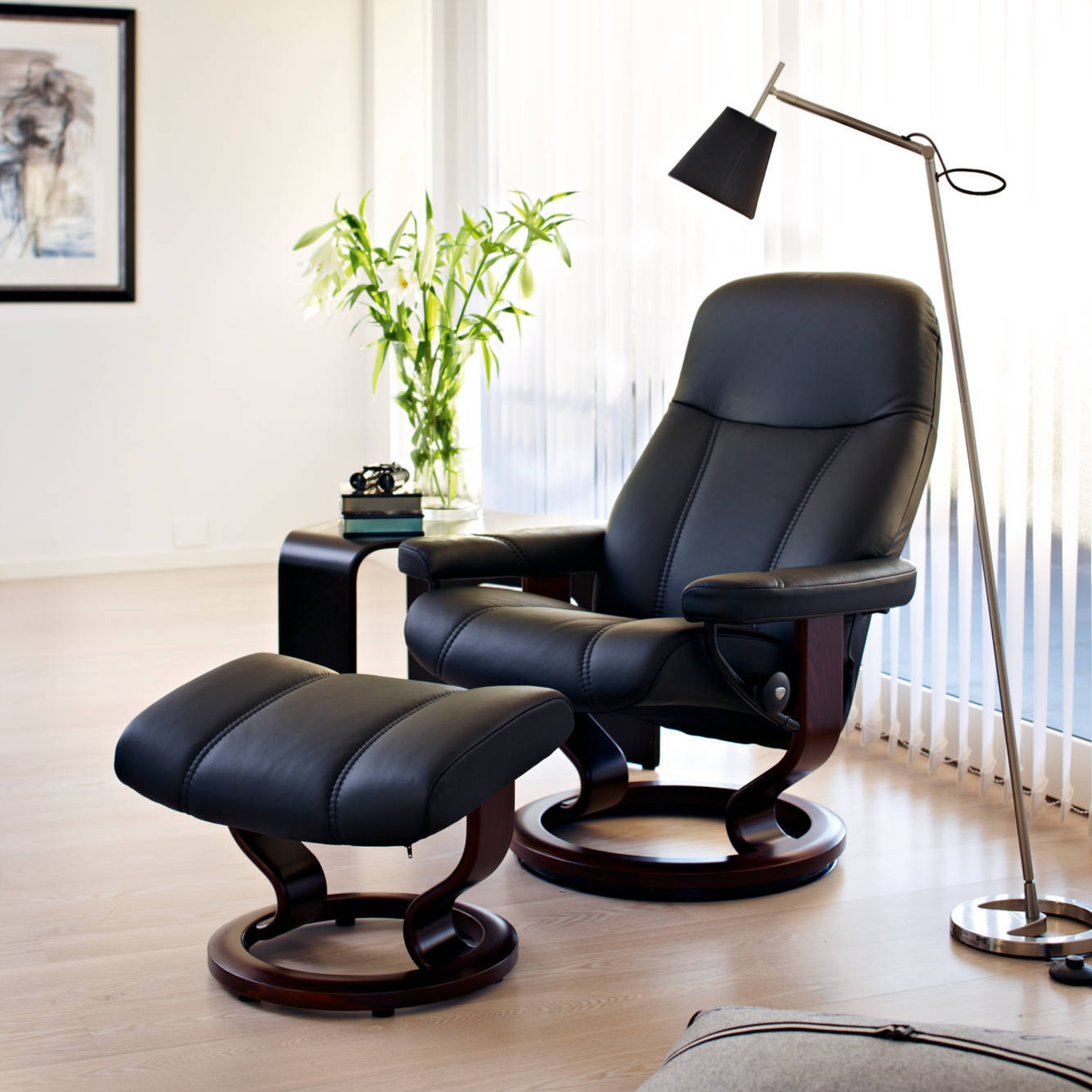 Consul Medium Recliner Chair & Stool Classic Base by Stressless