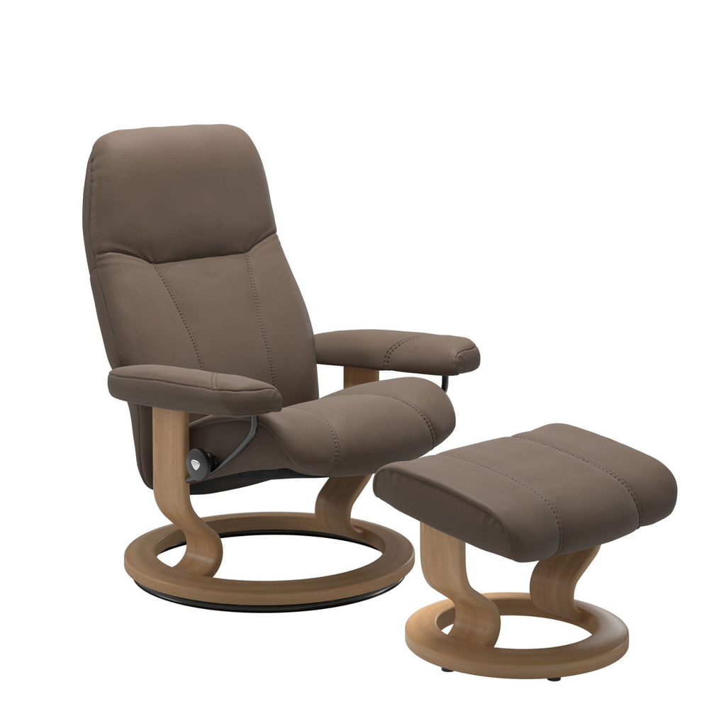 Consul Large Recliner Chair & Stool Classic Base by Stressless