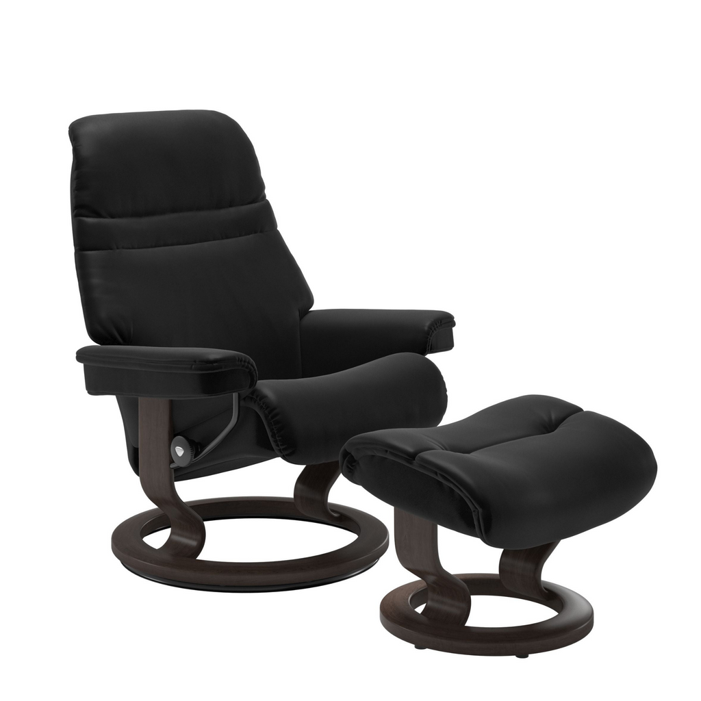 Sunrise Medium Recliner Chair & Stool Classic Base by Stressless