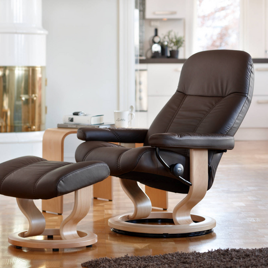 Consul Small Recliner Chair & Stool Classic Base by Stressless