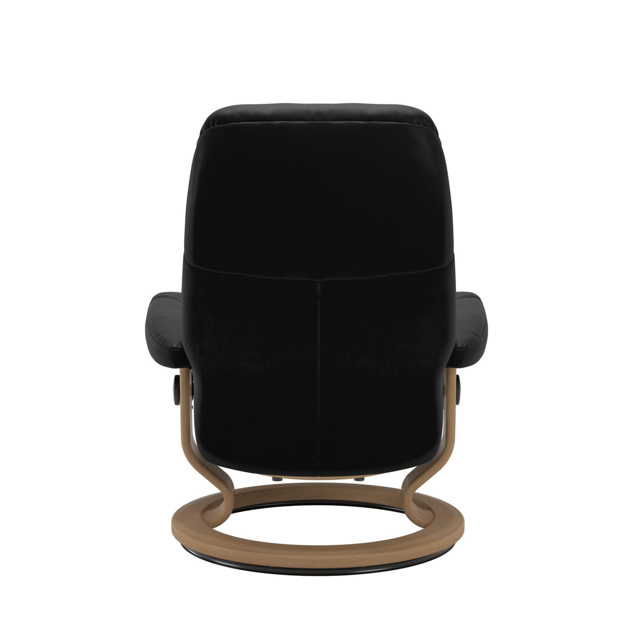 Consul Large Recliner Chair & Stool Classic Base Batick Black with Oak by Stressless