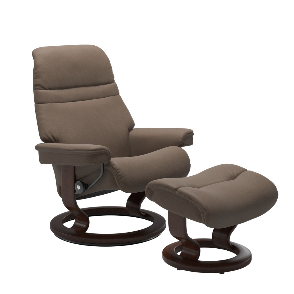 Sunrise Large Recliner Chair & Stool Classic Base by Stressless