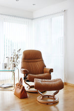 Sunrise Small Recliner Chair & Stool Classic Base by Stressless