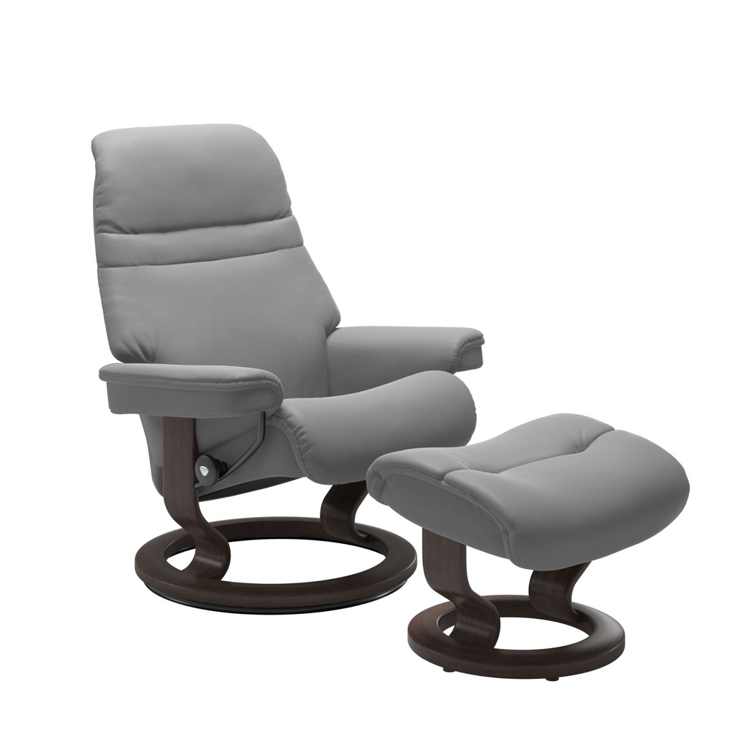Sunrise Large Recliner Chair & Stool Classic Base by Stressless