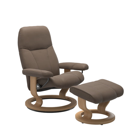 Consul Small Recliner Chair & Stool Classic Base by Stressless