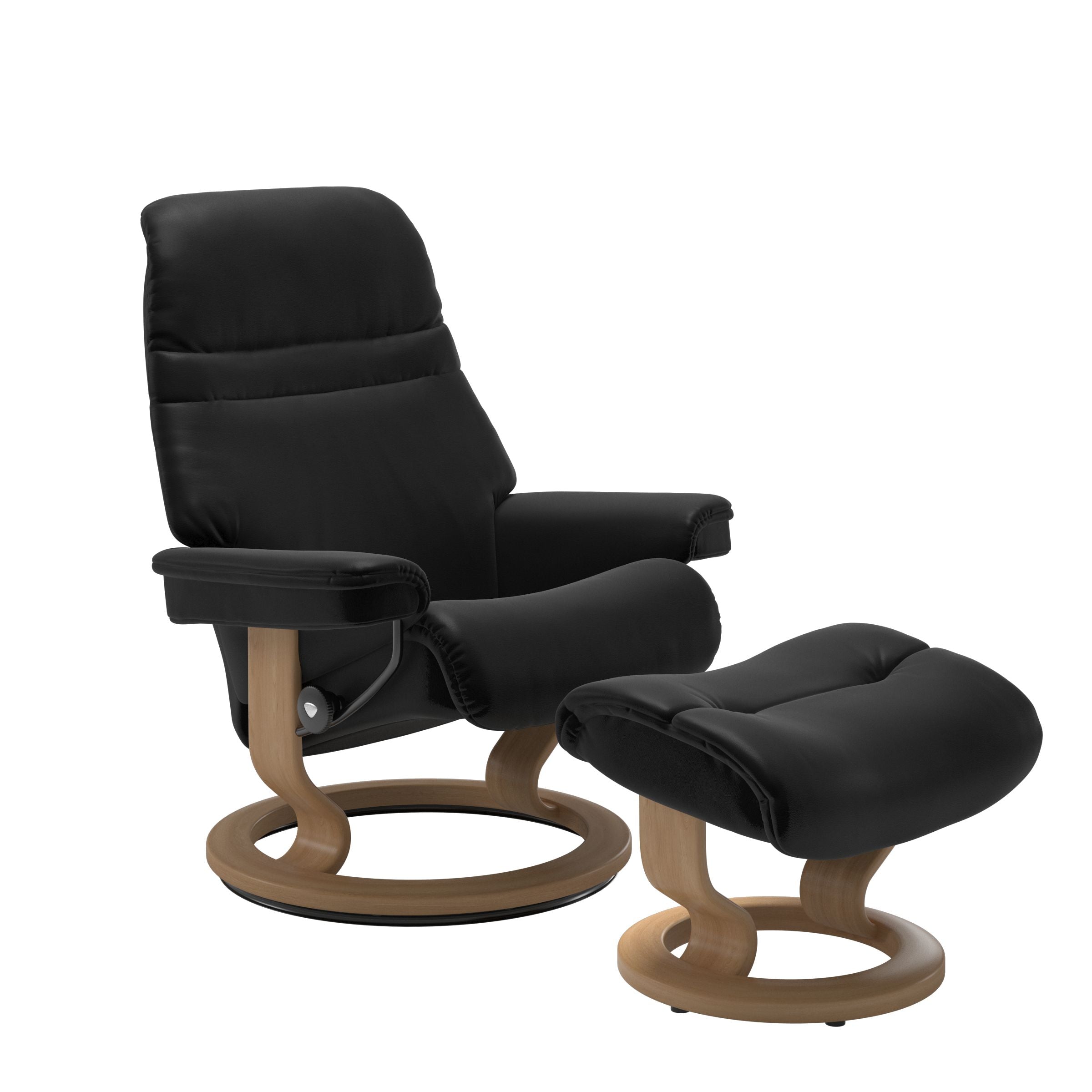 Sunrise Small Recliner Chair & Stool Classic Base by Stressless