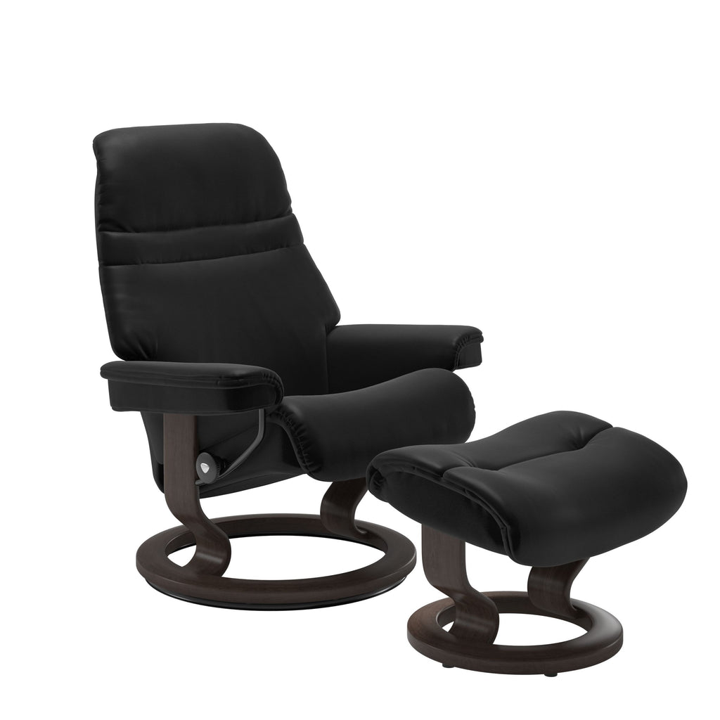 Sunrise Small Recliner Chair & Stool Classic Base by Stressless